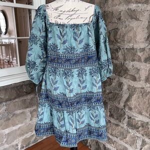 NWT Size XL Victoria Dunn Boho Sunflower Mini Dress in Cornflower.